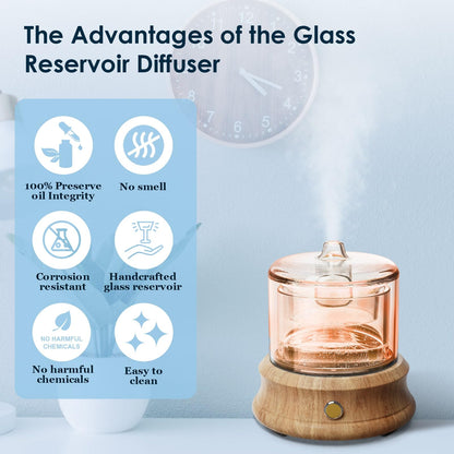 Lecdura Glass Essential Oil Diffuser 80ML – USB-C, Auto-Off, 7-Color Lights