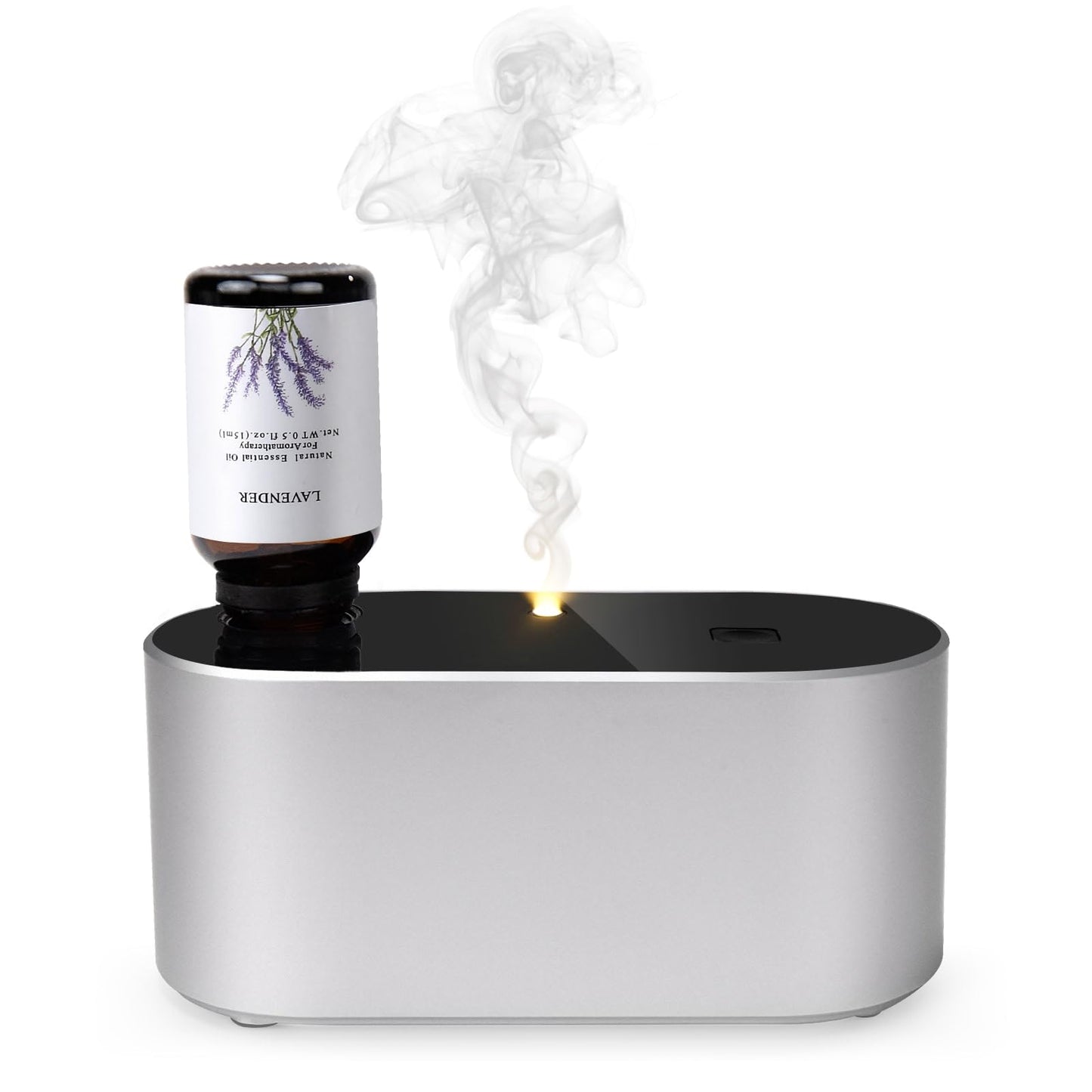 Lecdura Waterless Diffuser – Battery-Operated Essential Oil Diffuser with 3 Intermittent Mist Modes (Silver) for Home Office & Bedroom