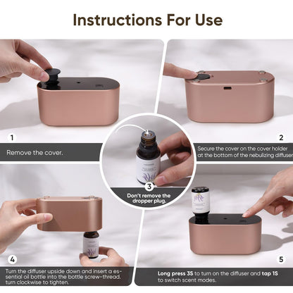 Lecdura Waterless Diffuser Rose Gold – Battery-Operated, 3 Intermittent Mist Modes