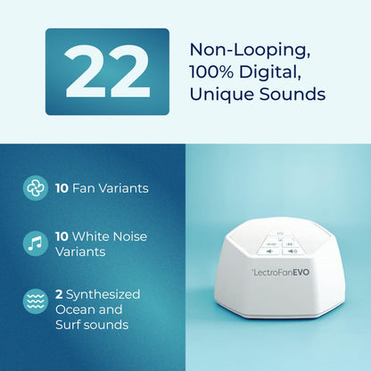 LectroFan EVO White Noise Machine | Compact Sleep Sound Machine for Bedroom, Travel & Study