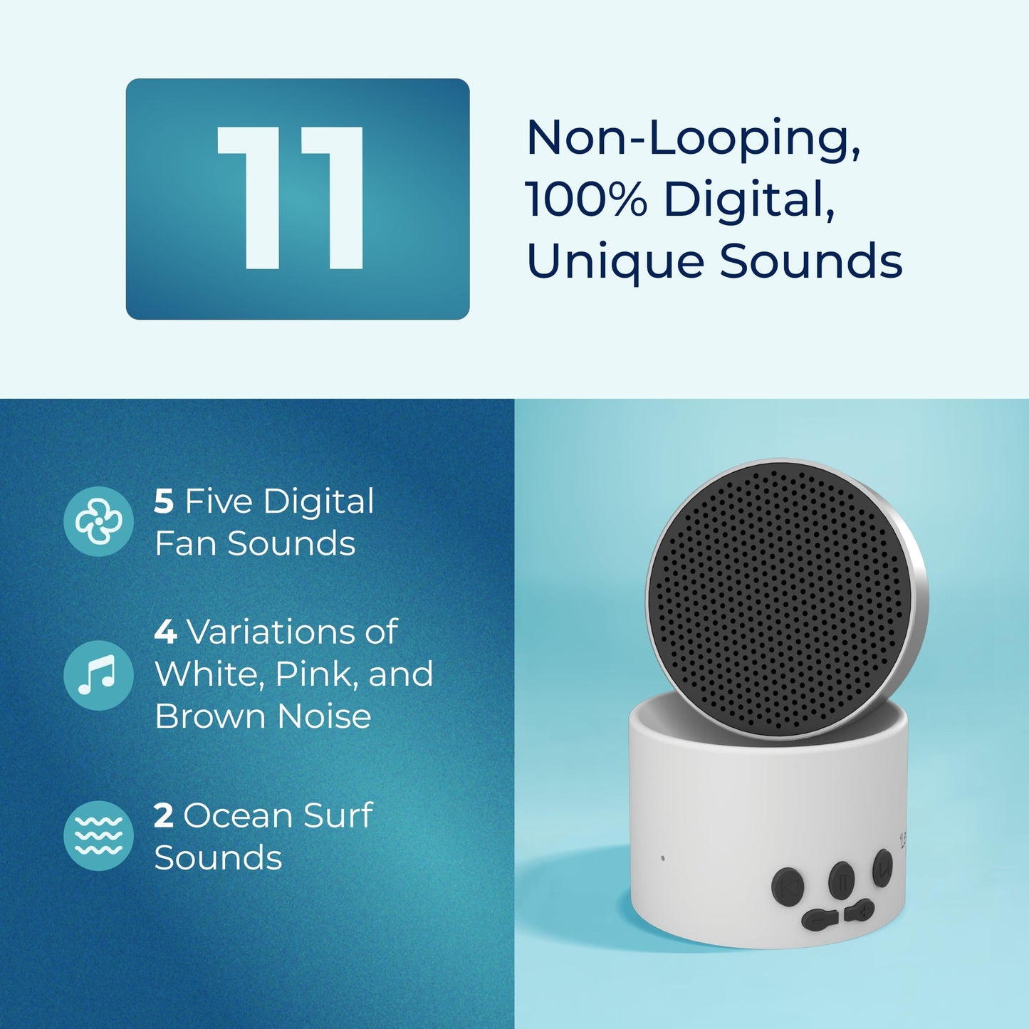 LectroFan Micro 2: Portable Bluetooth Speaker & White Noise Machine for Travel — 11 Non-Looping Sounds