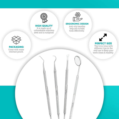 Tooth Polisher with LED Light - 5 Speed Modes, Teeth Cleaning Kit & 5 Replacement Brush Heads