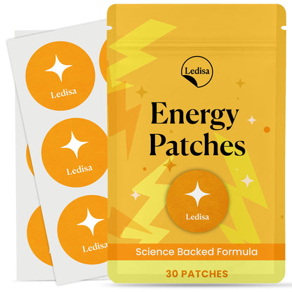 Ledisa Energy Patches for Women & Men | 100% Natural Patch with Thiamine & Biotin | Energy & Focus | 30 Day Supply