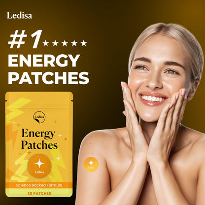 Ledisa Energy Patches for Women & Men | 100% Natural Patch with Thiamine & Biotin | Energy & Focus | 30 Day Supply