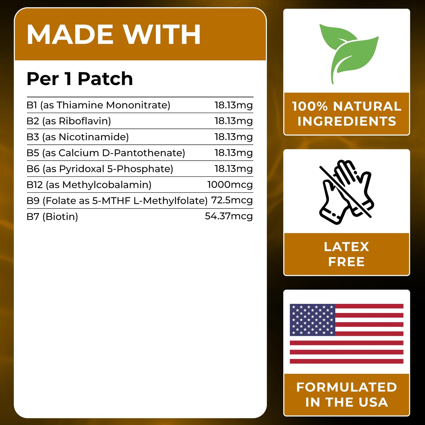 Ledisa Energy Patches for Women & Men | 100% Natural Patch with Thiamine & Biotin | Energy & Focus | 30 Day Supply