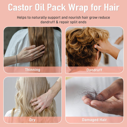Leekalos Castor Oil Pack Wrap for Women | Reusable Organic Hair Growth Head Cap