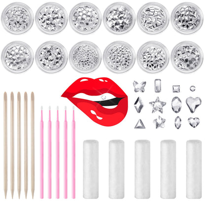 Leelosp 480 Pcs Tooth Gem Kit DIY Teeth Crystals – 12 Boxes, 5 Pink Brushes, No Glue