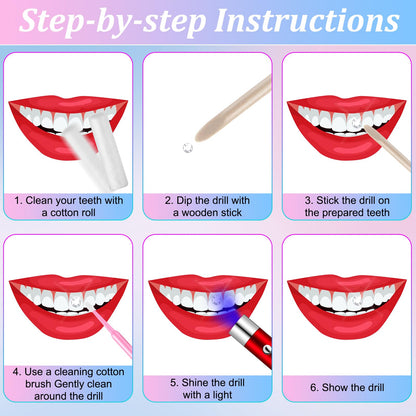 Leelosp 480 Pcs Tooth Gem Kit DIY Teeth Crystals – 12 Boxes, 5 Pink Brushes, No Glue