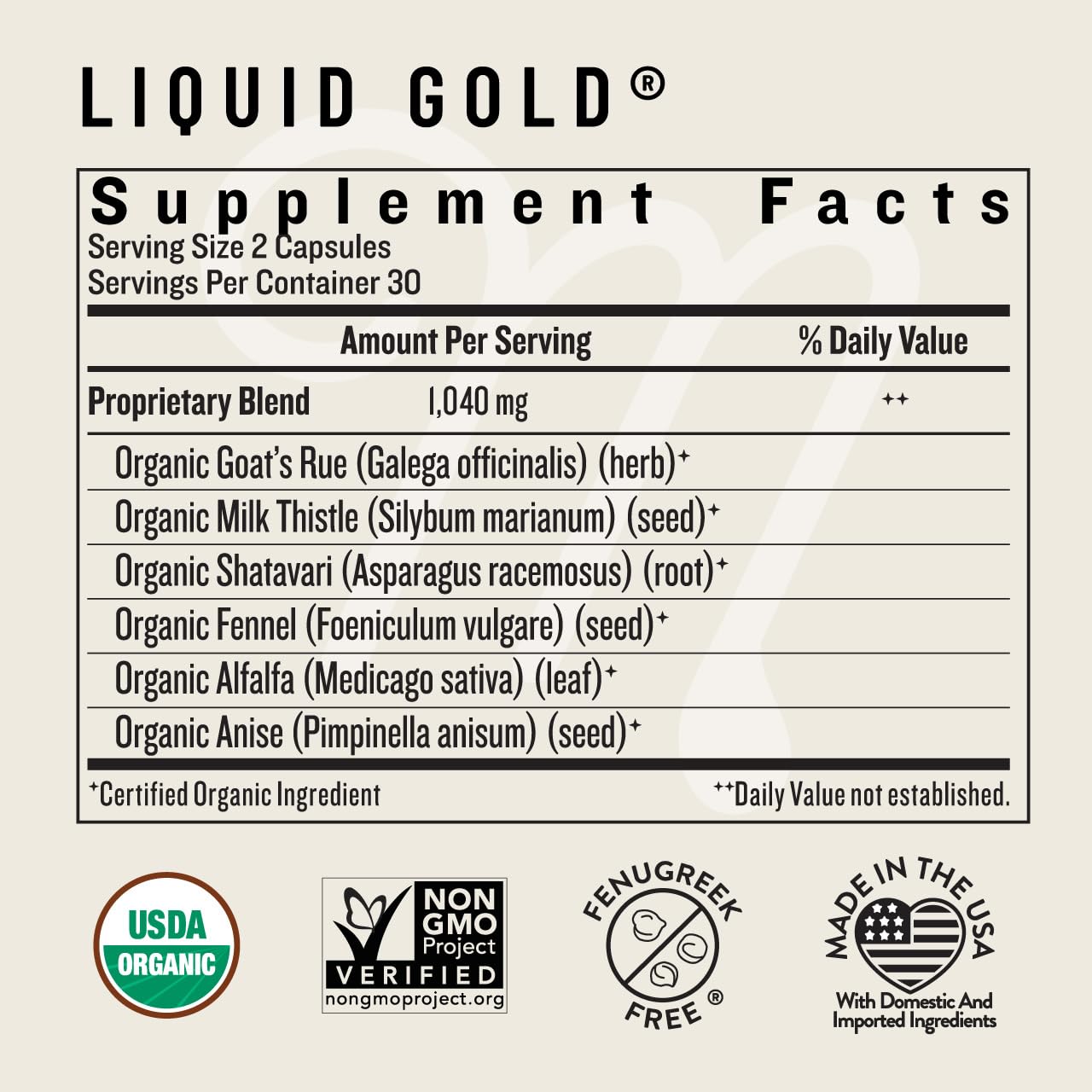 Legendairy Milk Liquid Gold Lactation Support – Organic Goats Rue & Herbs | 60 Count