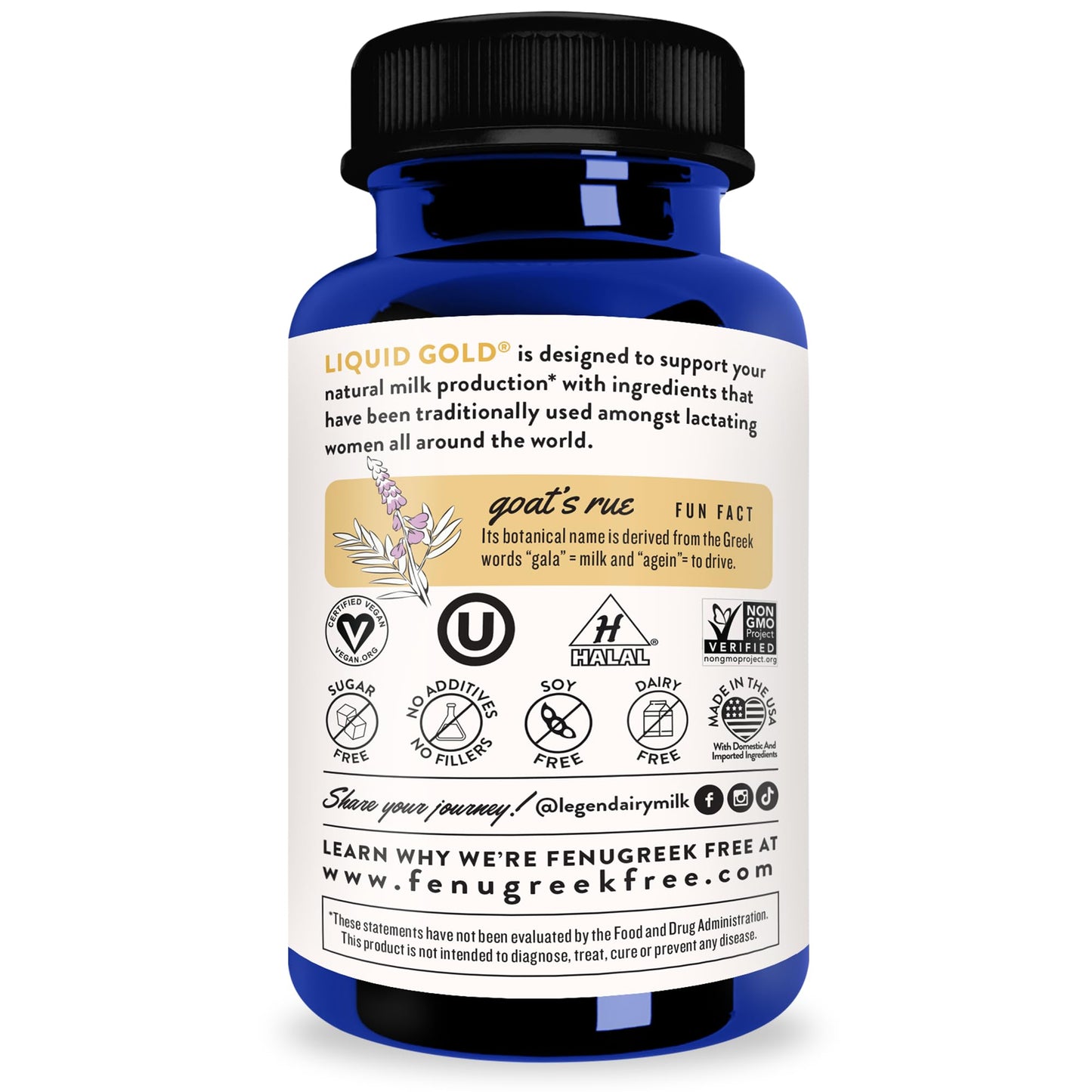 Legendairy Milk Liquid Gold Lactation Support – Organic Goats Rue & Herbs | 60 Count