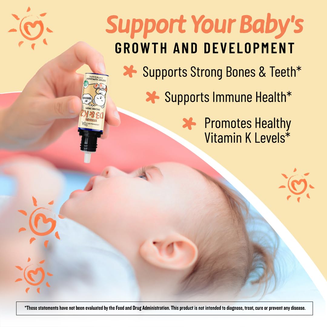 Legendairy Milk Organic Baby Vitamin D3 K2 Drops – 400 IU, 90 Servings