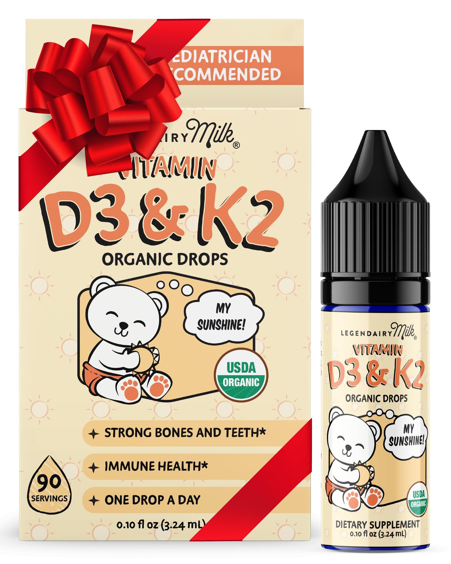 Legendairy Milk Organic Baby Vitamin D3 K2 Drops – 400 IU, 90 Servings