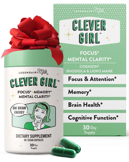 Legendairy Milk Clever Girl: Focus Support with Lion’s Mane & Citicoline | Memory & Mental Clarity for Women | 30 Servings BritishVita | Premium UK Vitamins & Wellness Supplements