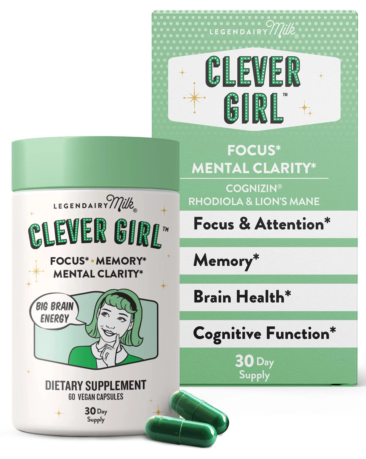 Legendairy Milk Clever Girl: Focus Support with Lion’s Mane & Citicoline | Memory & Mental Clarity for Women | 30 Servings BritishVita | Premium UK Vitamins & Wellness Supplements
