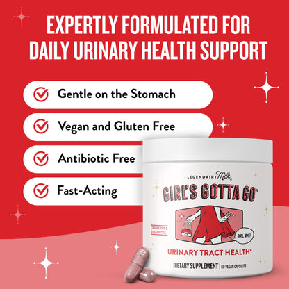 Legendairy Milk Girl's Gotta Go UTI Support - Sugar-Free Cranberry & D-Mannose, 30 Servings