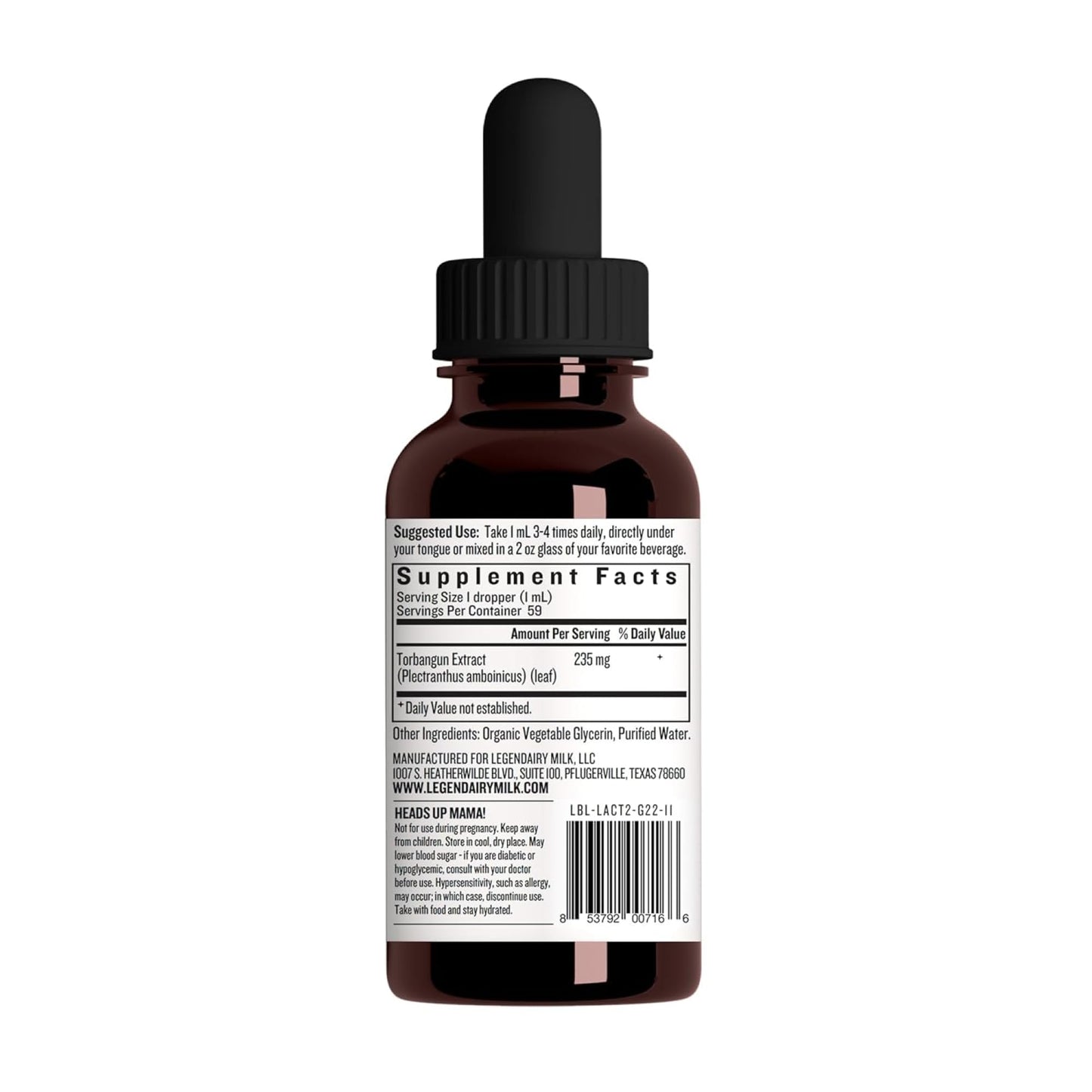Legendairy Milk Lactivist Drops – Organic Torbangun for Lactation | Alcohol-Free, Made in USA, 2 fl oz
