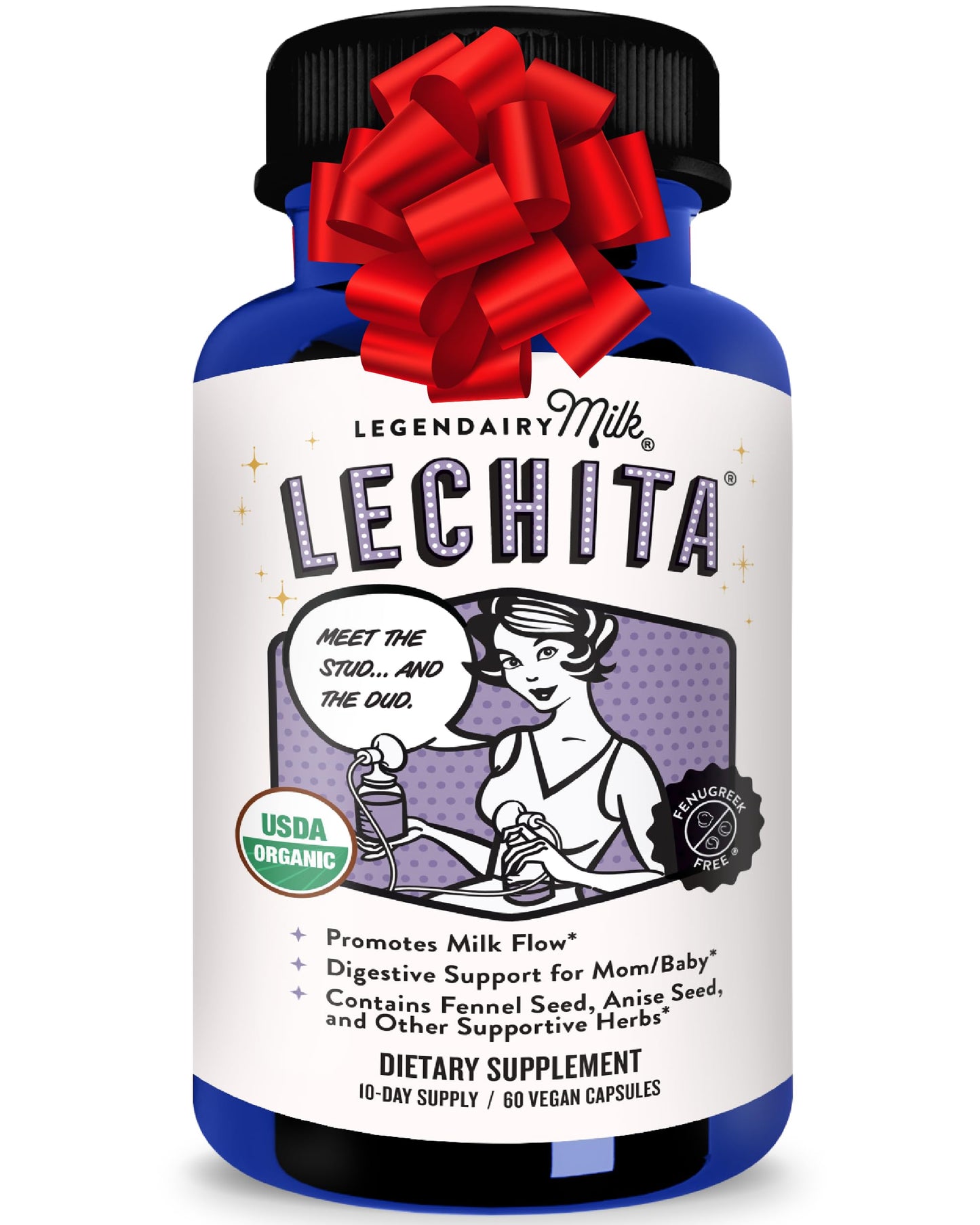 Legendairy Milk Lechita – Supports Milk Flow | Fenugreek-Free, Organic Fennel & Anise (60 Vegan Capsules) – Made in USA
