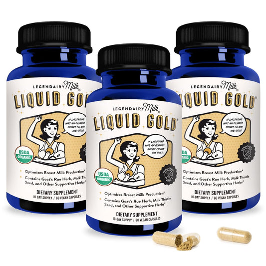 Legendairy Milk Liquid Gold Lactation Support – Organic Goats Rue, Milk Thistle, Shatavari, Fennel, Alfalfa & Anise | 60 Count (Pack of 3)