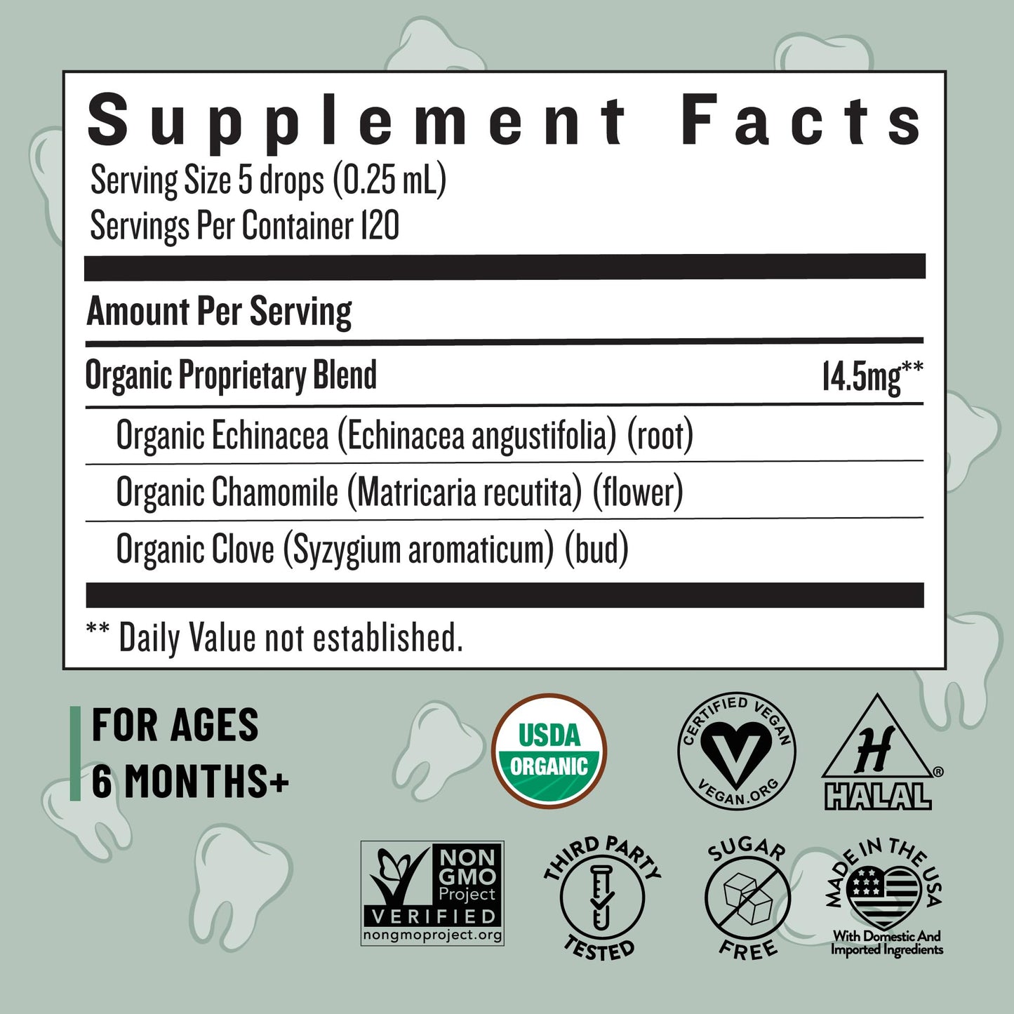 Legendairy Milk Organic Teething Drops - Baby Teething Relief Drops, Clove & Chamomile, Sugar Free, 120 Servings