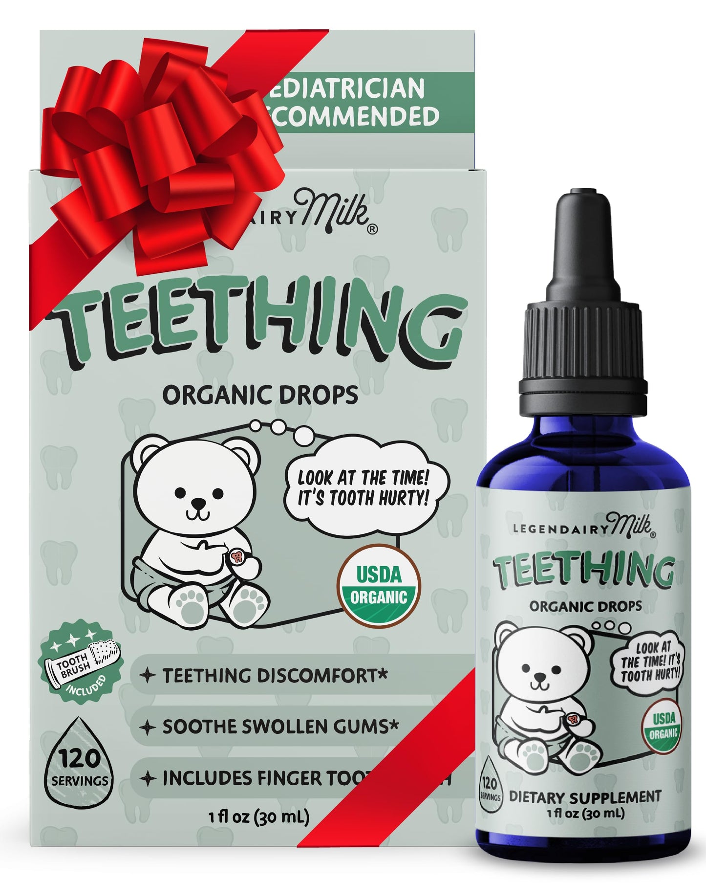 Legendairy Milk Organic Teething Drops - Baby Teething Relief Drops, Clove & Chamomile, Sugar Free, 120 Servings