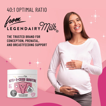 Legendairy Milk Pure Inositol Chewable Tablets - Myo-Inositol & D-Chiro Inositol for Hormonal Balance & Fertility - 40:1 Ratio - 30 Day Supply