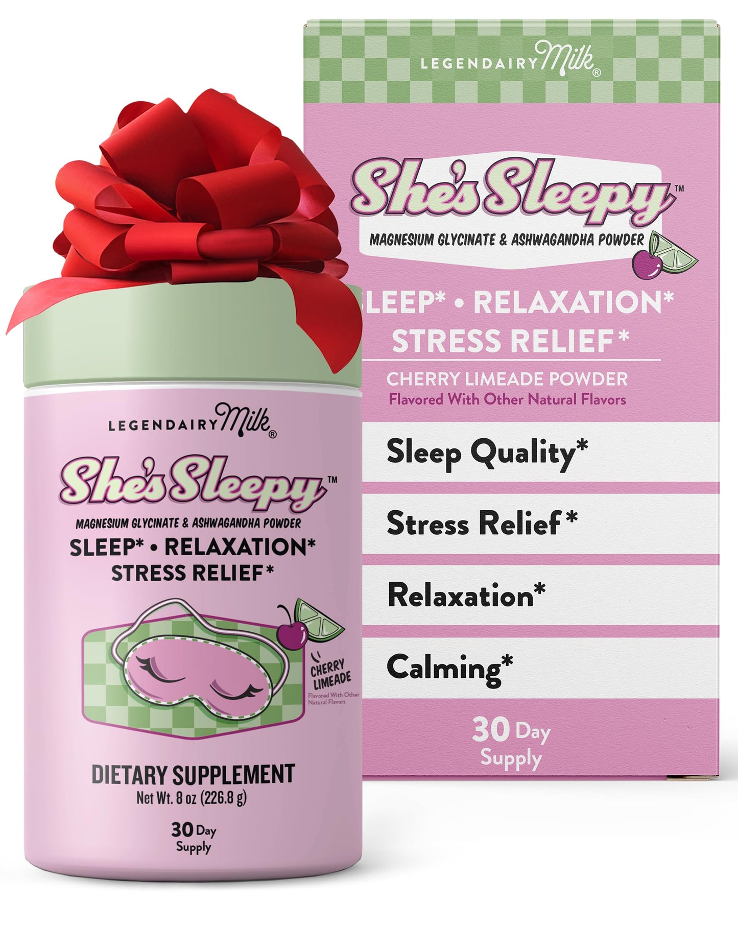 Legendairy Milk She’s Sleepy™ – Cherry Limeade – Nightly Sleep Aid, Sugar Free Drink Mix with Magnesium Glycinate & Ashwagandha – Relaxation & Restful Sleep