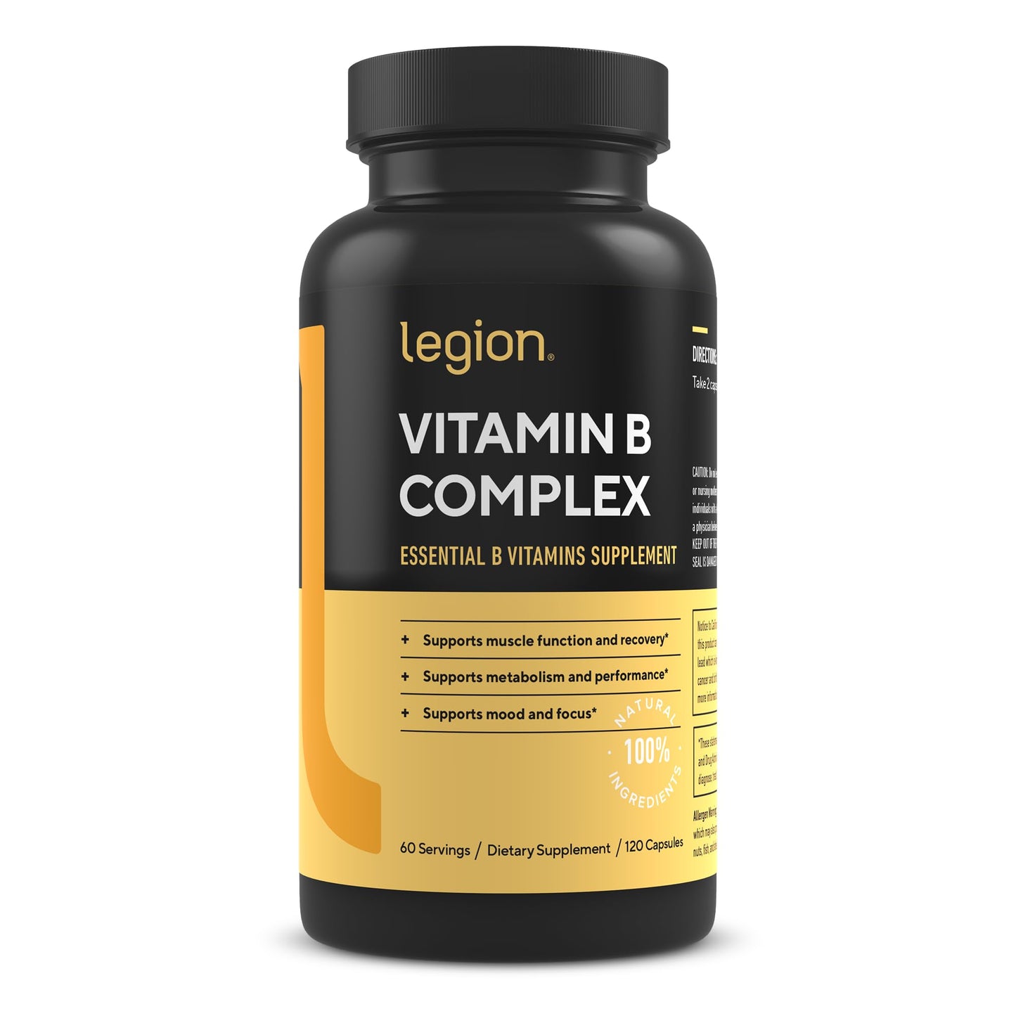 LEGION Vitamin B-Complex (120 Capsules) – Vegan B Complex with Choline, Inositol & CoQ10