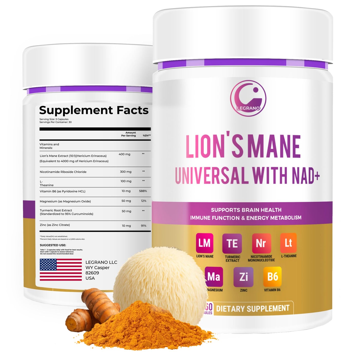 LEGRANO Lions Mane NAD+ Capsule – Focus & Brain Health