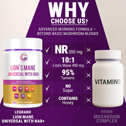 LEGRANO Lions Mane NAD+ Capsule – Focus & Brain Health