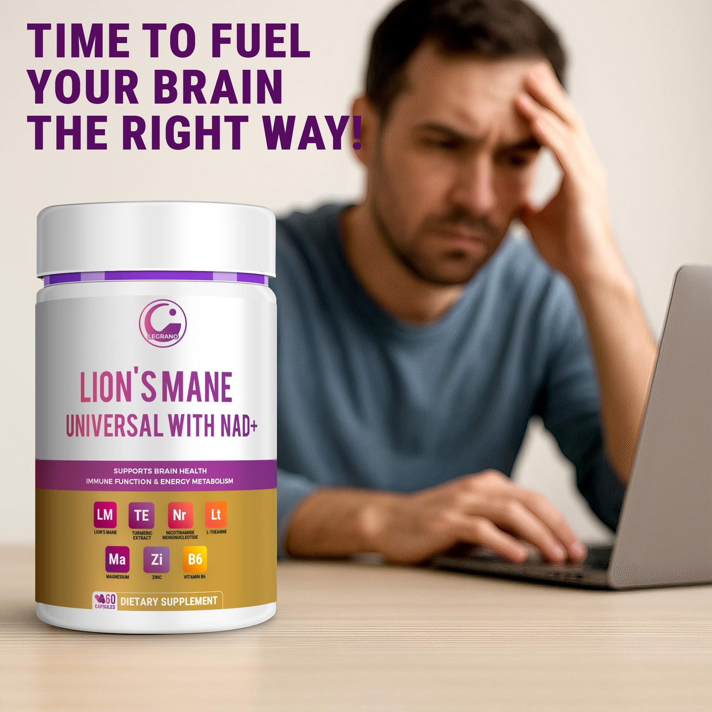 LEGRANO Lions Mane NAD+ Capsule – Focus & Brain Health