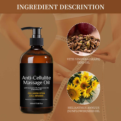 LEHOYIANG Anti-Cellulite Massage Oil – 17.6oz, 100% Pure Essential Oil for Diffusers, Skin & Aromatherapy