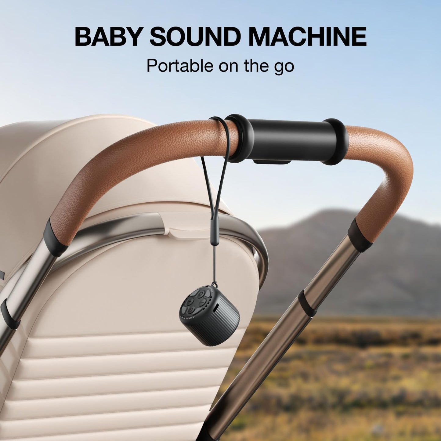 LEICEX White Noise Machine — Travel Mini Sound Machine (Black) with 15 Non-Looping Sounds
