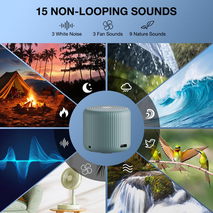 LEICEX White Noise Machine Mini Travel Sound Machine – 15 Sounds, 22h Battery, Slate