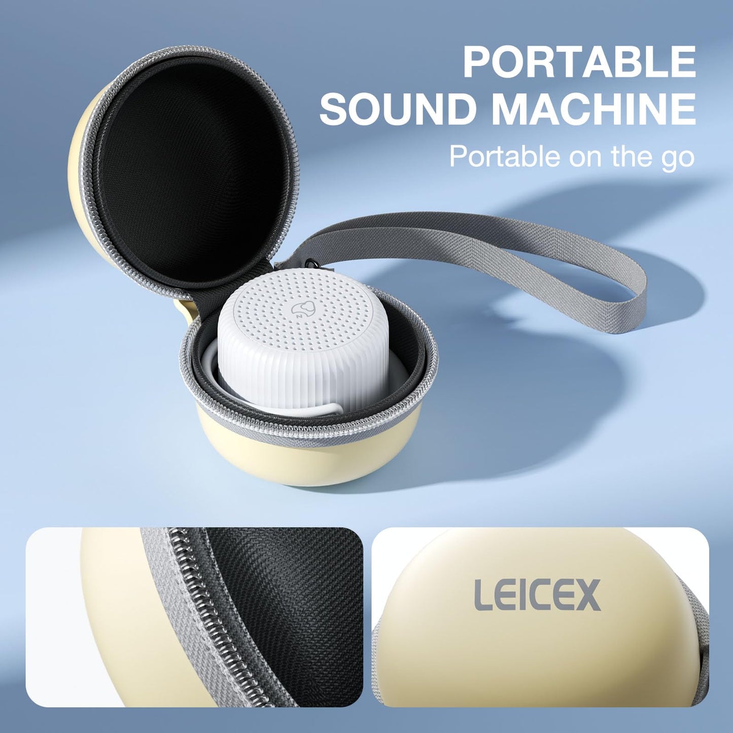 LEICEX Portable Sound Machine + Travel Case — Mini White Noise for Sleep & Travel
