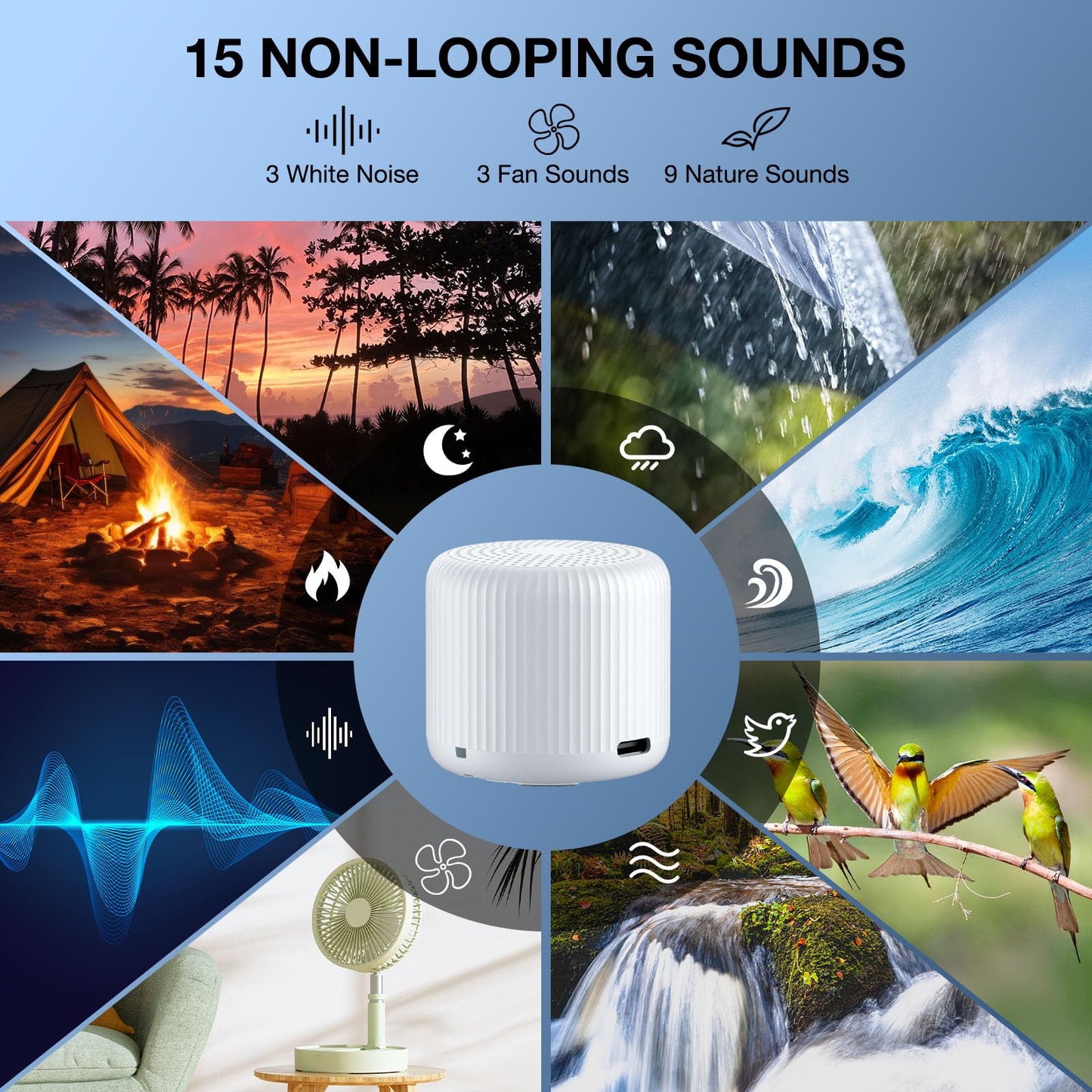 LEICEX Portable Sound Machine + Travel Case — Mini White Noise for Sleep & Travel