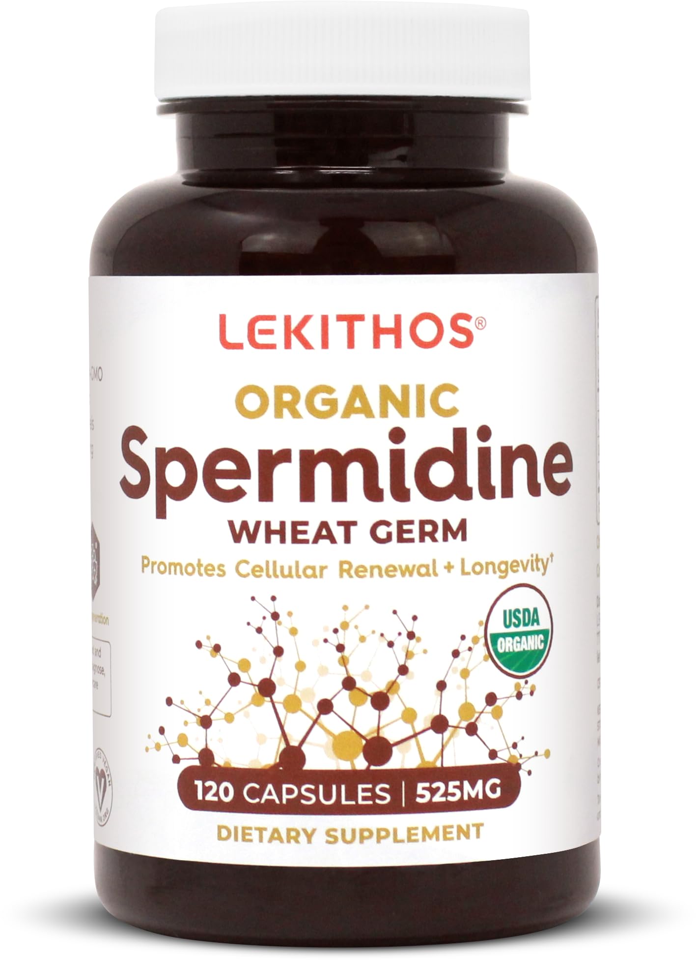 Lekithos Organic Spermidine Capsules – 120 Vegan Wheat Germ, 1050mg