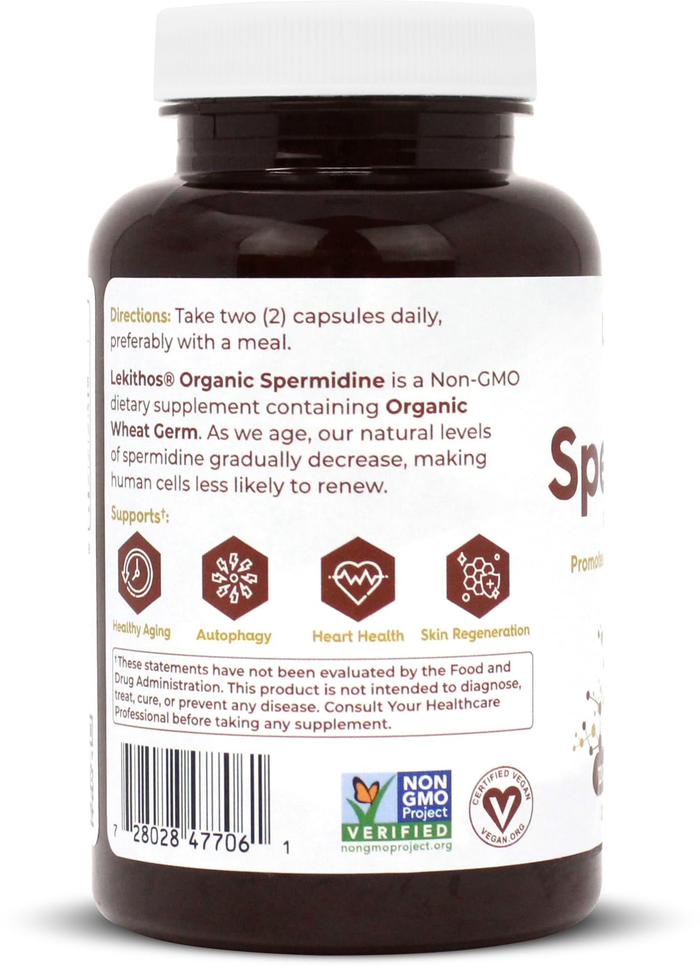 Lekithos Organic Spermidine Capsules – 120 Vegan Wheat Germ, 1050mg