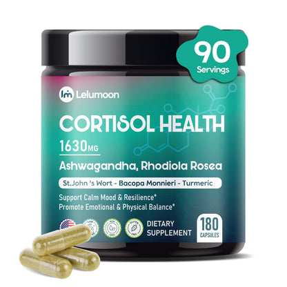 LELUMOON Ultra Cortisol Health 1630 mg – Mood & Resilience Support | Made in USA | 180 Capsules