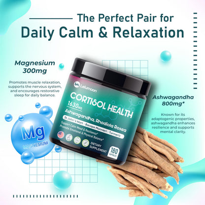 LELUMOON Ultra Cortisol Health 1630 mg – Mood & Resilience Support | Made in USA | 180 Capsules