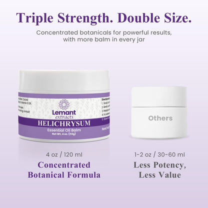 Lemant Extracts Helichrysum Balm (4 oz) – Triple Strength Helichrysum Essential Oil Salve to Reduce Bruising, Calm Redness & Support Skin Vitality (Includes One 4 oz Jar)