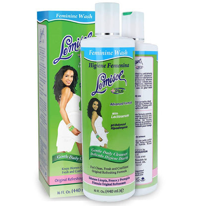 Lemisol Plus Feminine Wash 16 oz (Pack of 4) – pH-Balanced, Hypoallergenic, Menthol Fresh