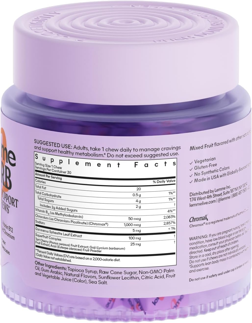 Lemme Curb Cravings Soft Chews – Appetite Control & Metabolism (Mixed Berry)