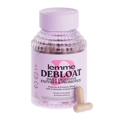 Lemme Debloat 3-in-1 Probiotic, Prebiotic & Digestive Enzymes - 60 Count