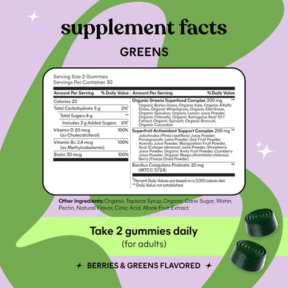 Lemme Greens Superfood Gummies – Gut Health & Bloating Support (60 Count)