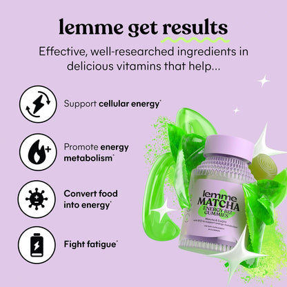 Lemme Matcha Superfood Energy Gummies – Organic Matcha, B12 & CoQ10 | Gluten Free