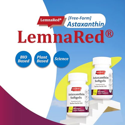 LemnaRed Free-Form Astaxanthin 6mg Softgels – 60 Count | Strongest Antioxidant with Sacha Inchi Oil