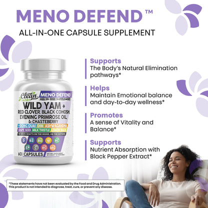 Clean Nutra Wild Yam Root Capsules for Women's Hormone Balance - Pre and Post Menopause Support