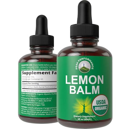 USDA Organic Lemon Balm Tincture | Relaxation & Digestion | Vegan Drops