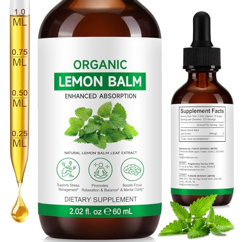 Lemon Balm Extract - Alcohol-Free Tincture (590mg per dose) - Natural Organic Lemon Balm Liquid for Relaxation | 2.02 Fl Oz