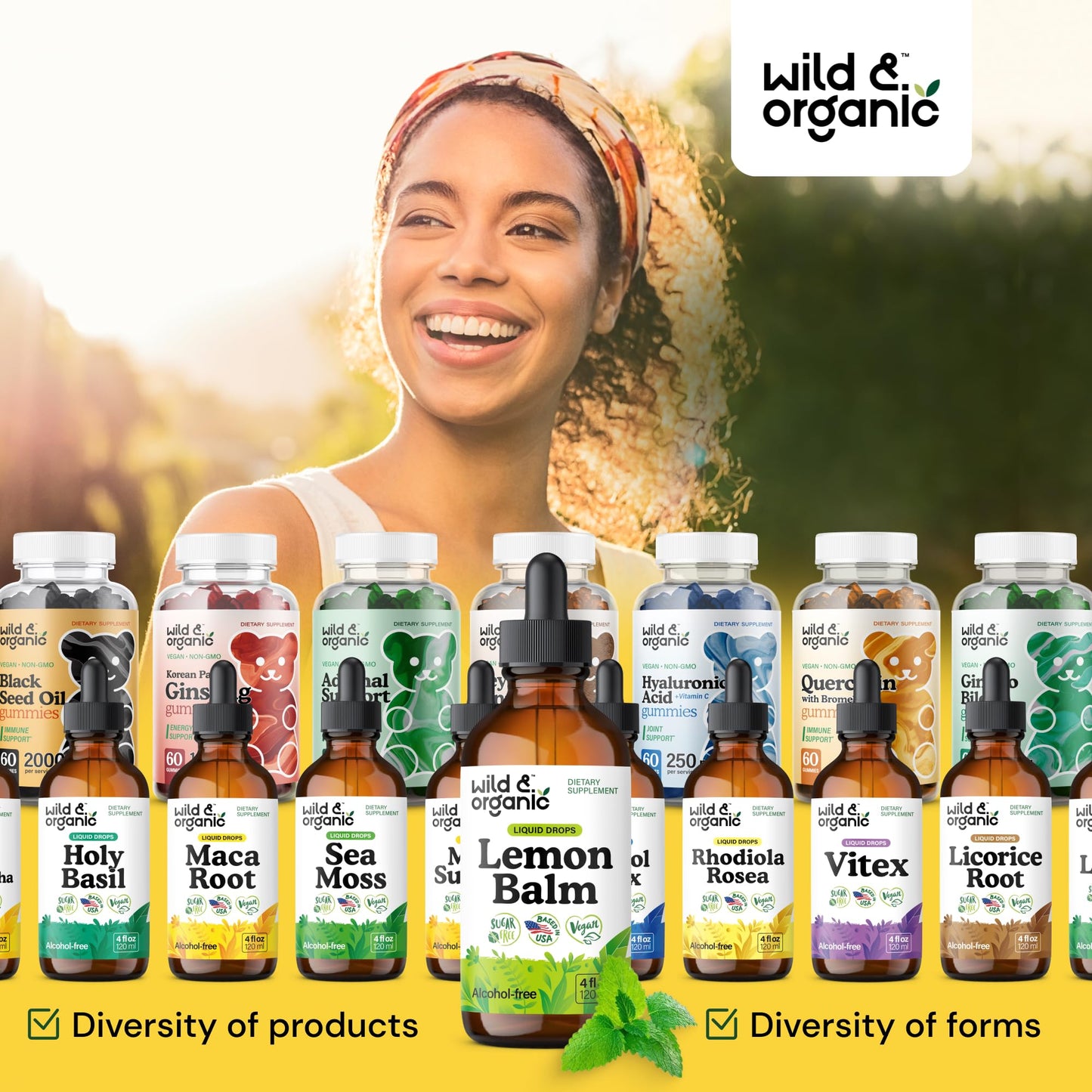 Wild & Organic Lemon Balm Tincture – Mood Support, Melissa Leaf Extract Drops, Vegan, Sugar & Alcohol-Free, 4 fl oz
